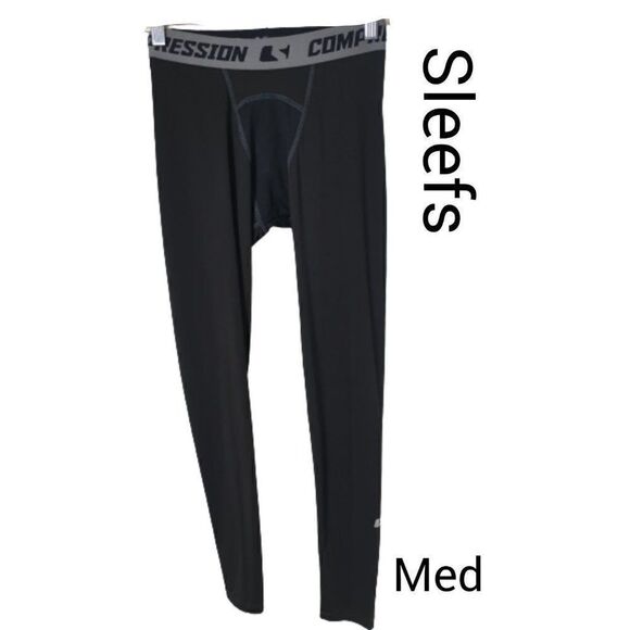 Sleefs Men's Tights M Black Compression Bottoms Training Tights Medium NWOT - Picture 1 of 5